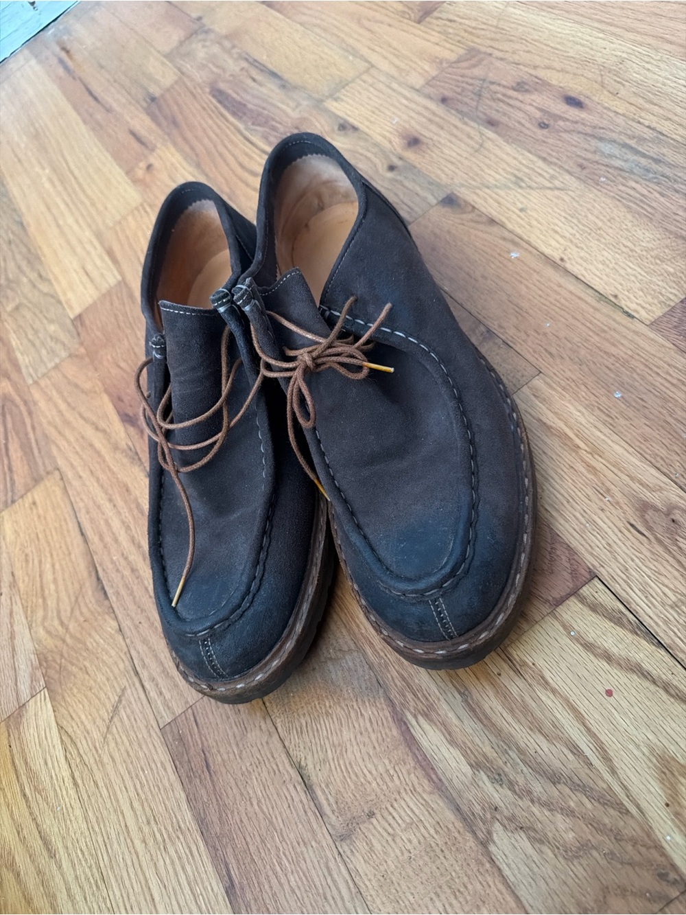 Men's Dark Brown Suede Boat Shoes - Casual Lace-Up Moc Toe